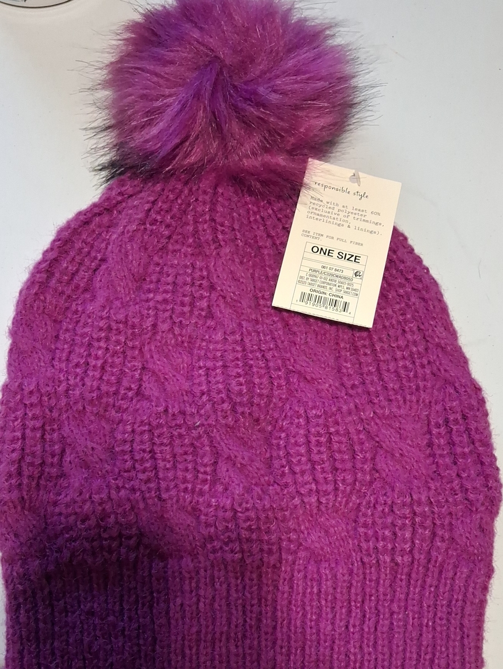 a new day Fuchsia Knit Pom Hat